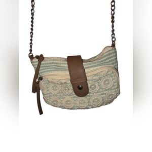 Stylish Cream and Blue Women's Crossbody Bag Purse